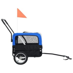 2-i-1-Cykelvagn för husdjur och joggingvagn grå och blå