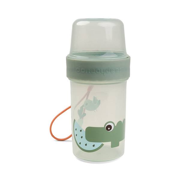Done by Deer To go 2-way snack container L Croco Green