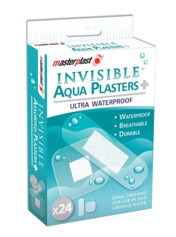 24-Pack MasterPlast Transparent Aqua Plåster 2 storlekar Ultra Vattentätt