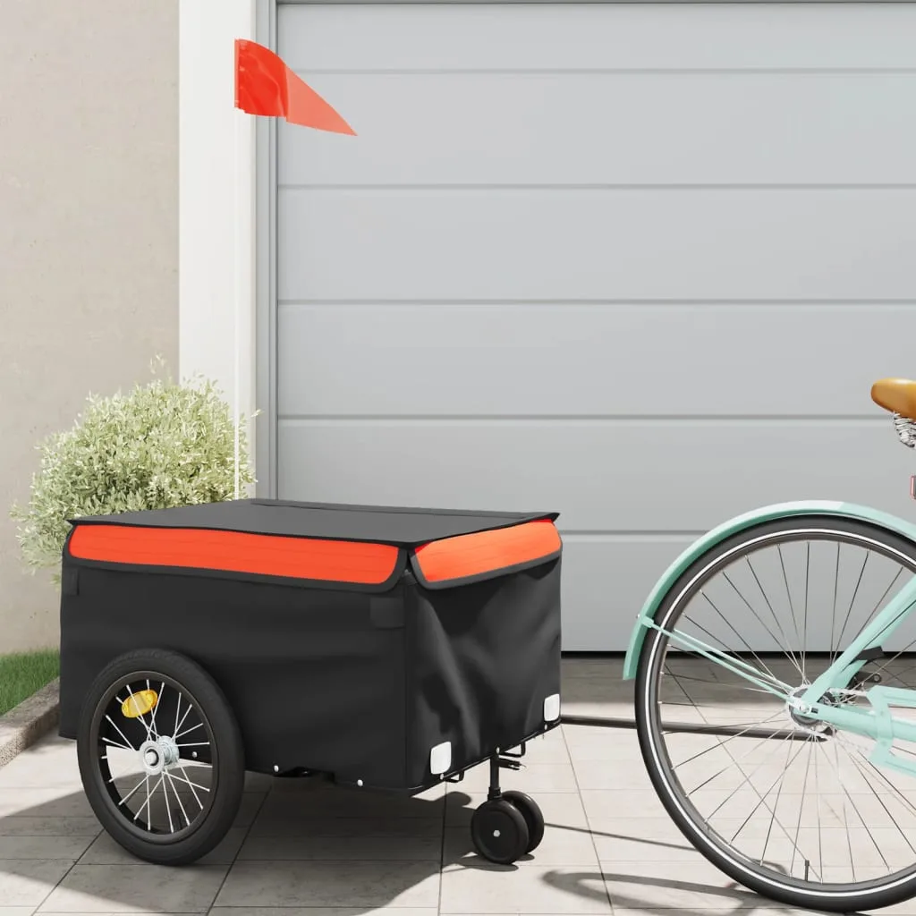 vidaXL Cykelvagn svart och orange 45 kg järn – produktbild