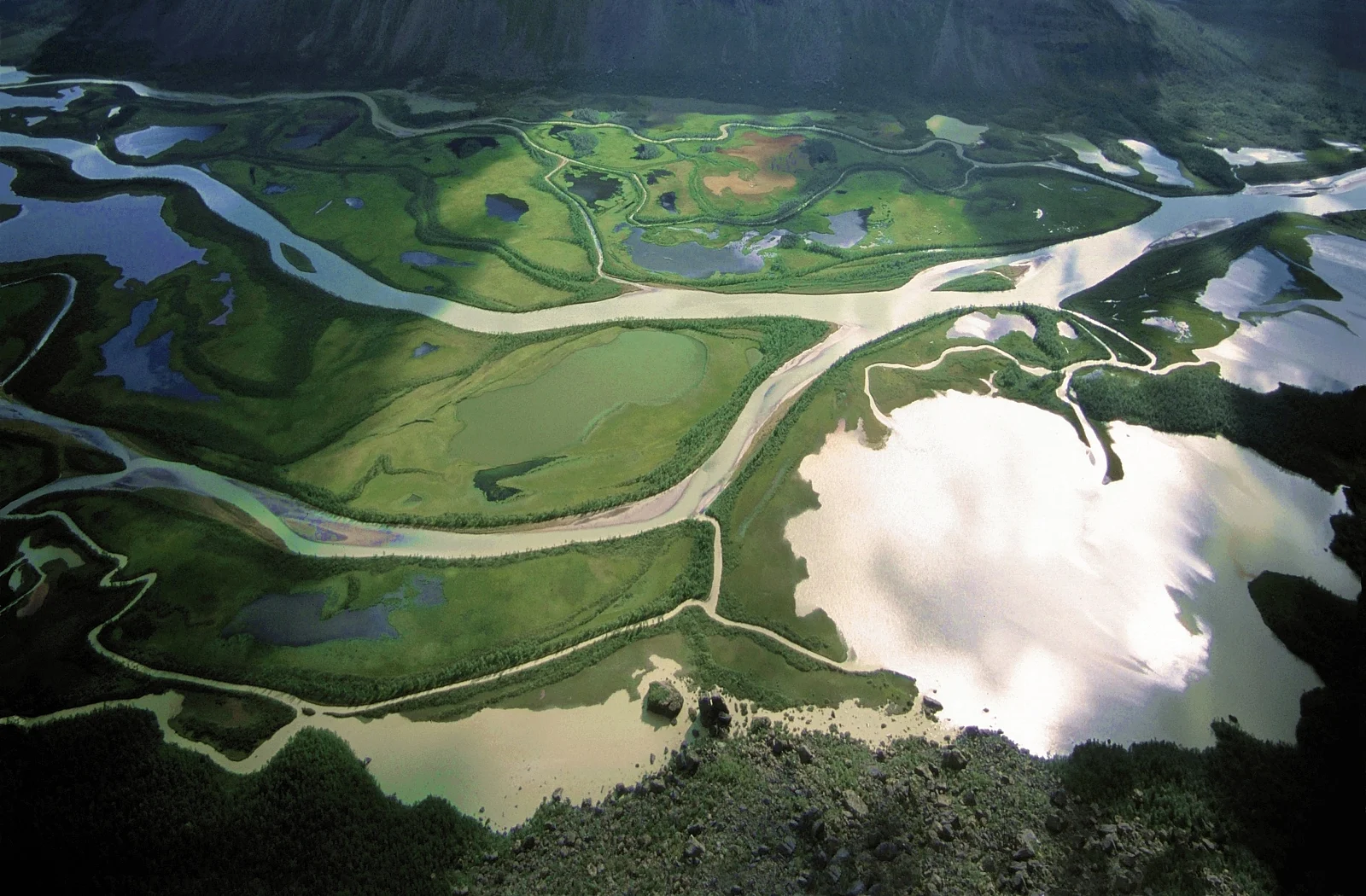 Rapadalens delta i Sareks nationalpark sett från Skierffe